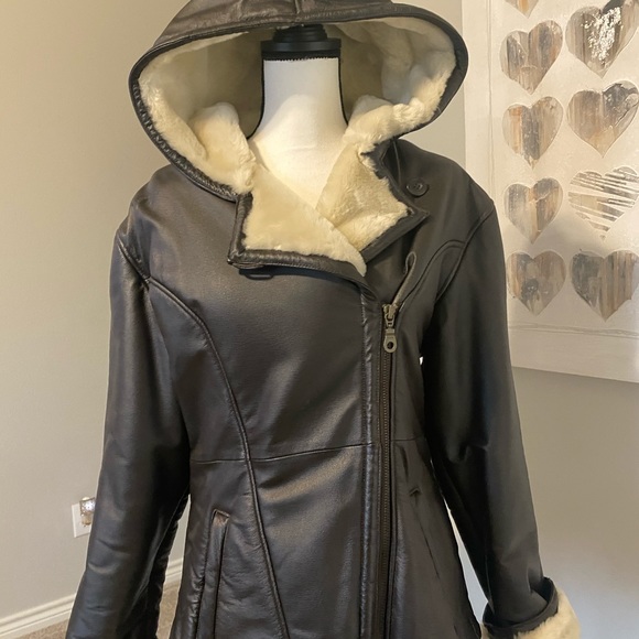 Brown Leather Faux Coat - Picture 5 of 5